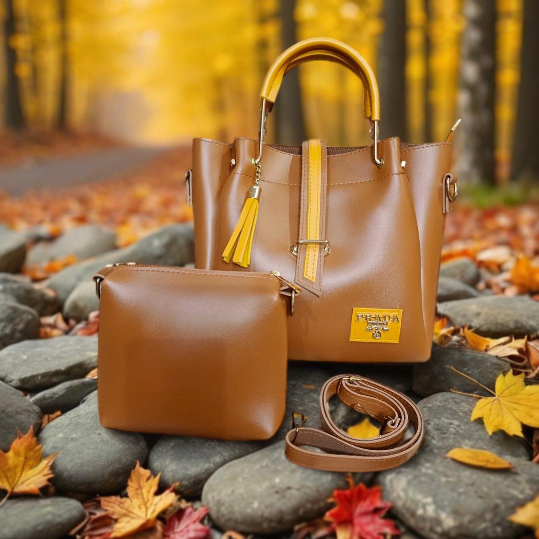 Women's PU Leather Plain Hand Bag Set