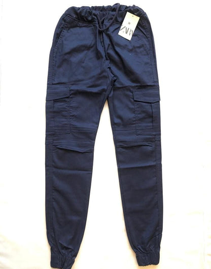 1 Pc Men Cotton Plain Cargo Pants With 6 Pockets