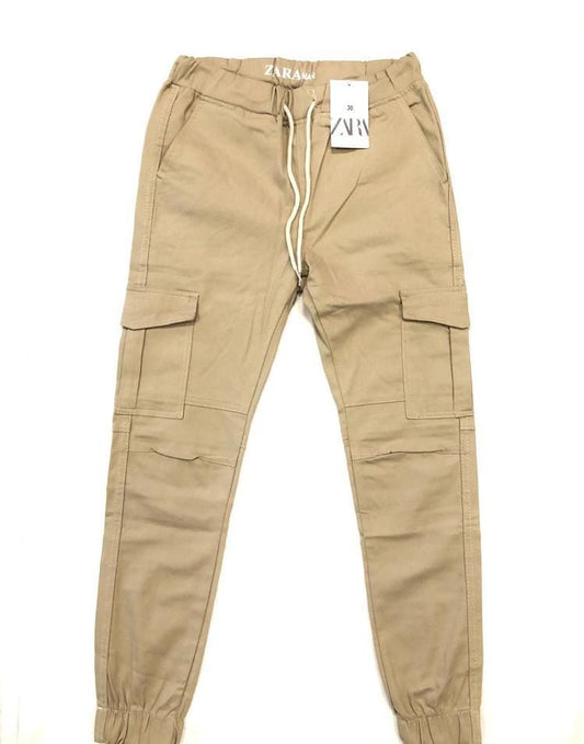 1 Pc Men Cotton Plain Cargo Pants With 6 Pockets