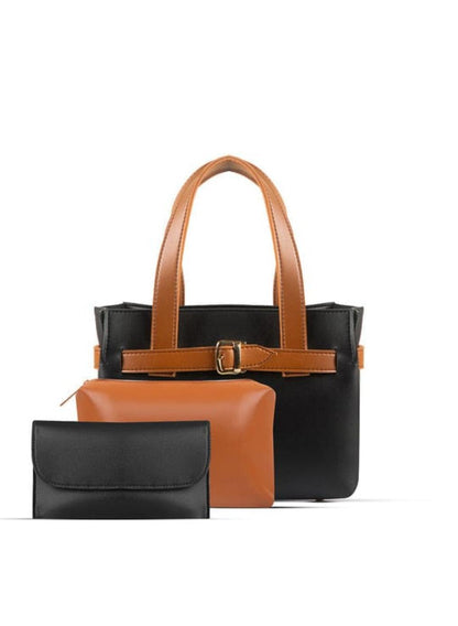 Women's PU Leather Plain Hand Bag Set