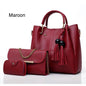 High Quality Synthetic Leather 3 Piece Hand Bag Set With Hand Clutch And Mini Wallet