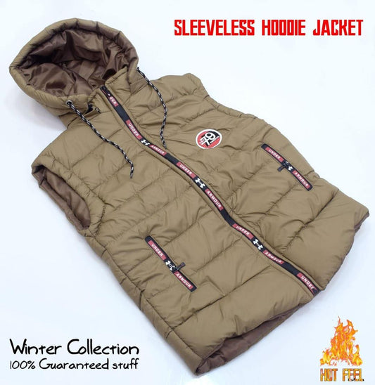 Men's Polyester Plain Hooded Sleeveless Jacket - Perfect For Every Adventure