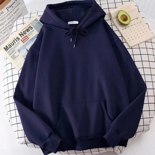 Premium Hoodie Fleece Hoodie For Men - Plain Navy Blue Comfort