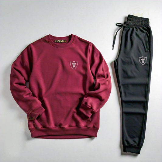 2 Pcs Unisex Fleece Plain Track Suit