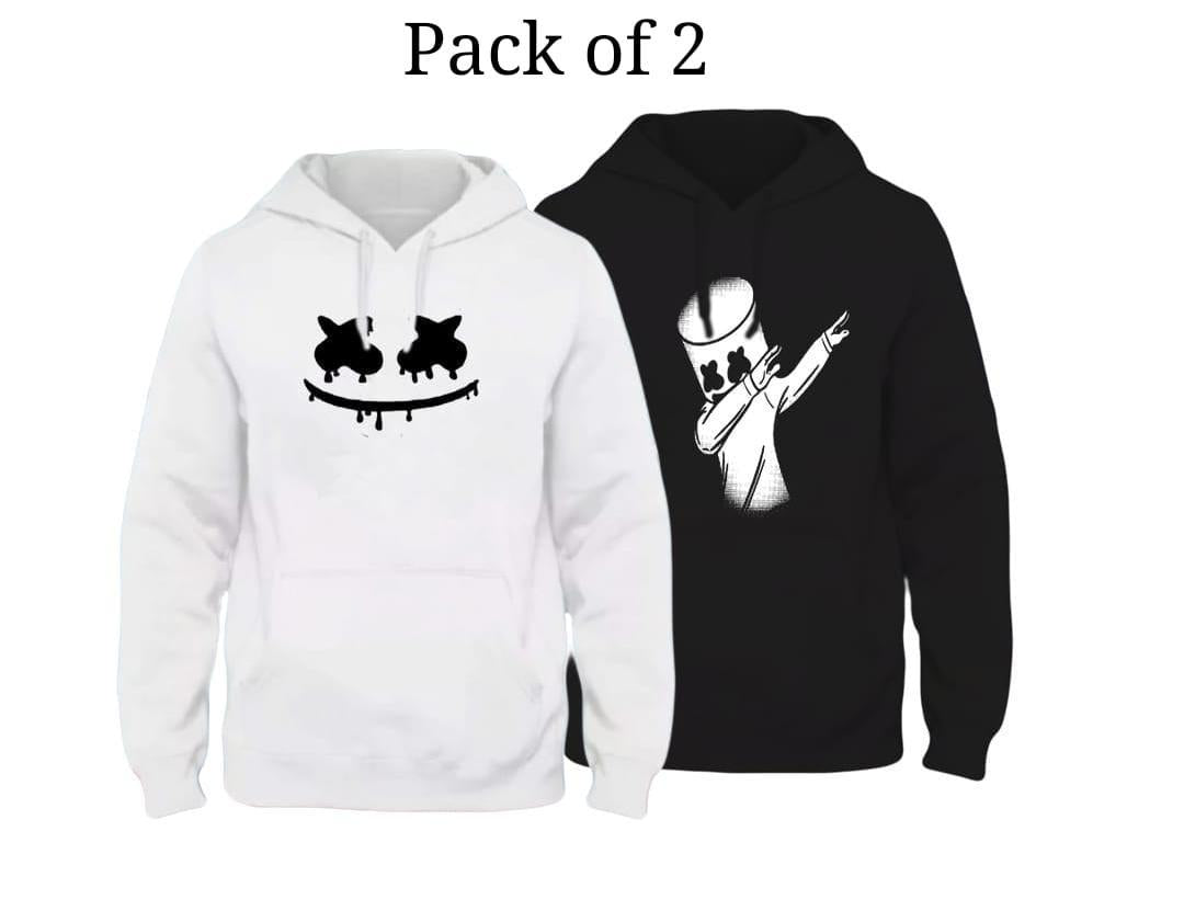 Men's Stitched Fleece Printed Hoodie, Pack of 2