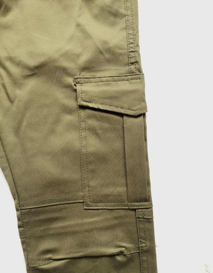 1 Pc Men Cotton Plain Cargo Pants With 6 Pockets