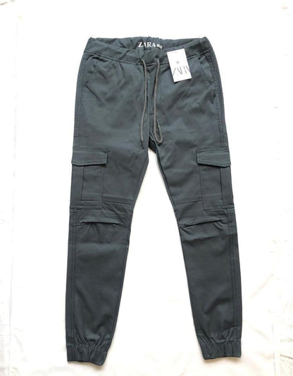 1 Pc Men Cotton Plain Cargo Pants With 6 Pockets