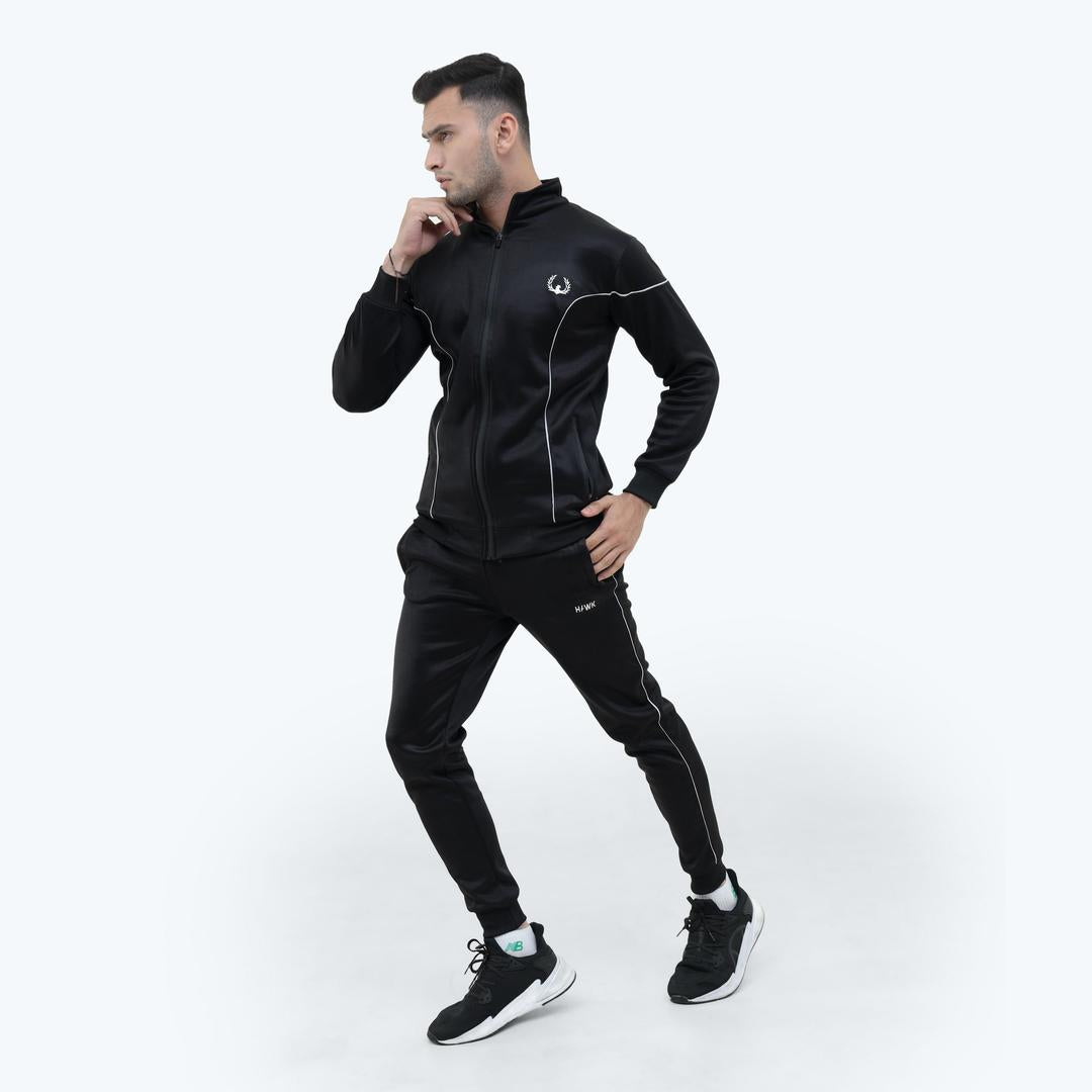 2 Pcs Men Fleece Plain Zipper Track Suit