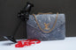 Women's Velvet Textured Purse With Chain