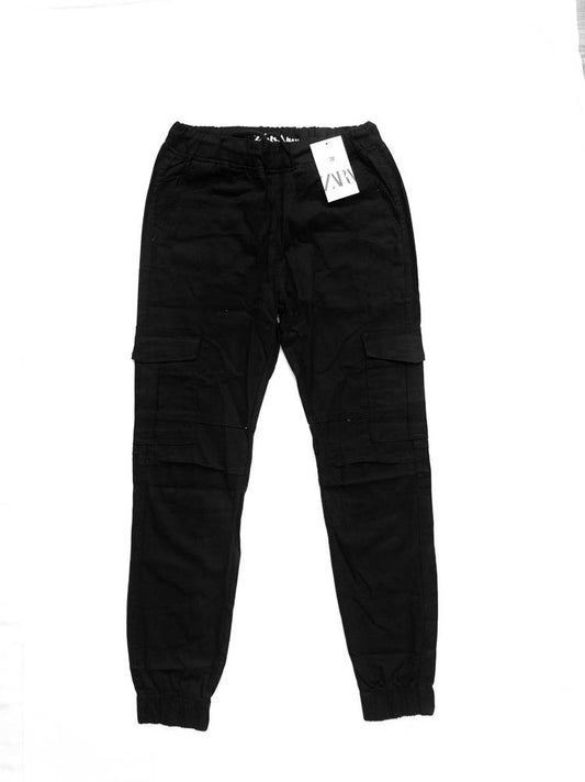 1 Pc Men Cotton Plain Cargo Pants With 6 Pockets