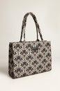 Stylish Women's Printed Canvas Tote Bag - 1 Pc in Black