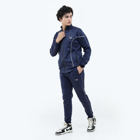 2 Pcs Men Fleece Plain Zipper Track Suit