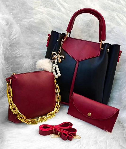 Women's PU Leather Plain Top Handle Shoulder Bag