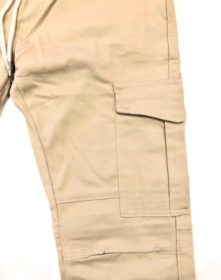 1 Pc Men Cotton Plain Cargo Pants With 6 Pockets