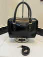 Stylish Women's Leather Hand Bag - Classic Black Plain Design