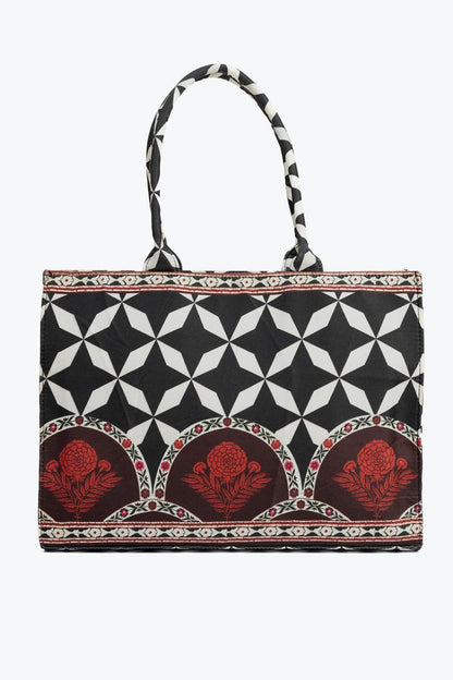 Stylish Women's Black Canvas Tote Bag - 1 Pc Printed Design