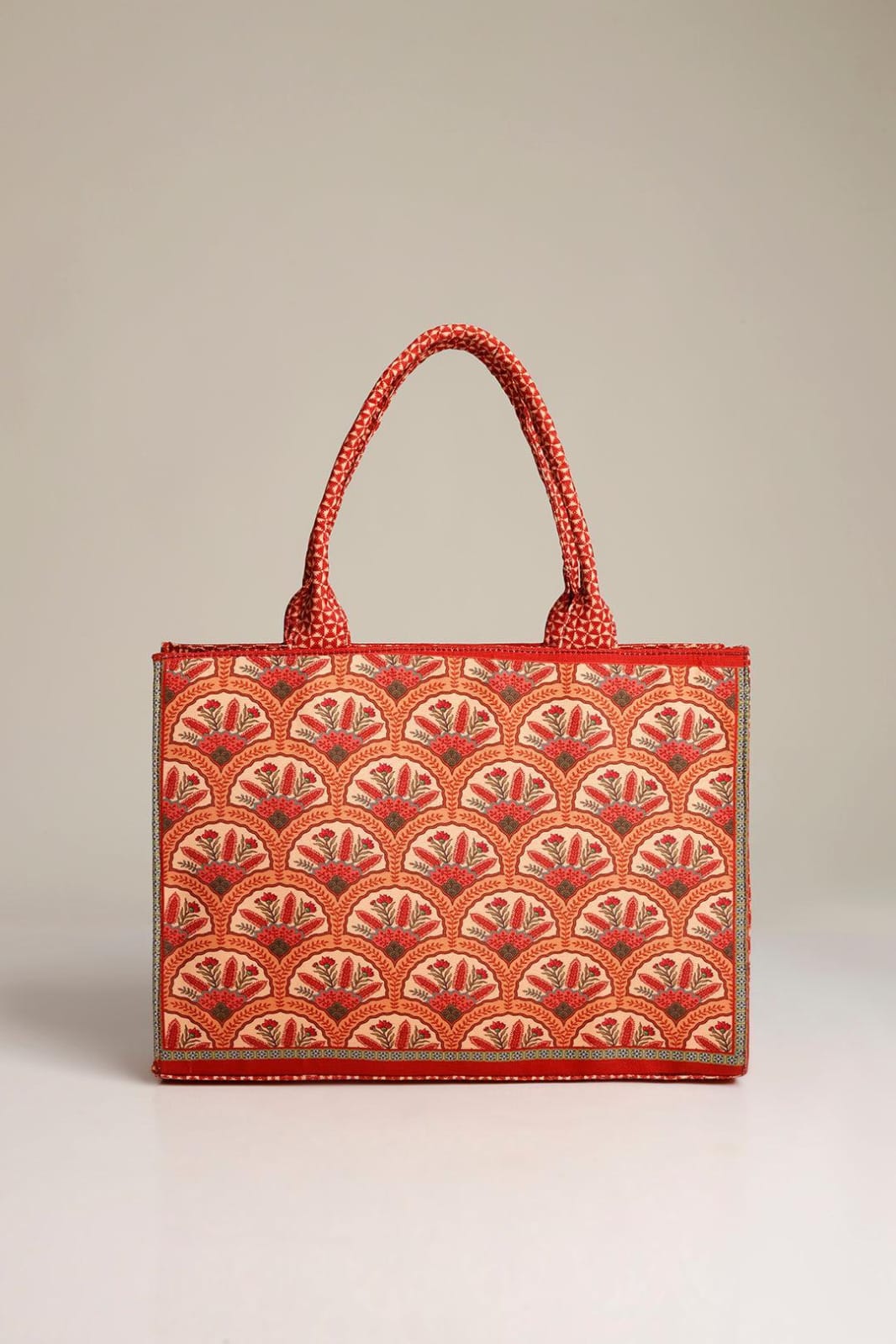 Women's Printed Canvas Tote Bag - 1 Pc in Vibrant Orange