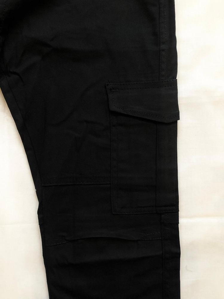 1 Pc Men Cotton Plain Cargo Pants With 6 Pockets