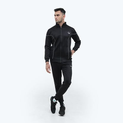 2 Pcs Men Fleece Plain Zipper Track Suit