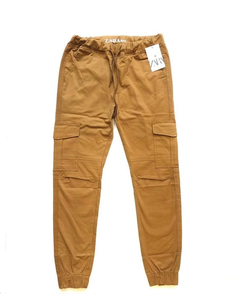 1 Pc Men Cotton Plain Cargo Pants With 6 Pockets