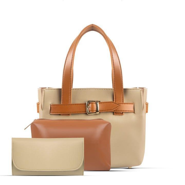 Women's PU Leather Plain Hand Bag Set