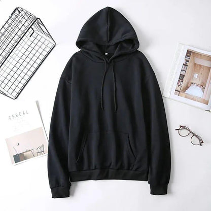 Stylish Black Fleece Hoodie - Comfortable Hooded Neck Design