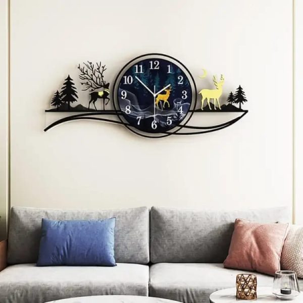 3D Wall Clock, Forest Figure Deer, Fancy Clocks For Bedroom And Drawing Room