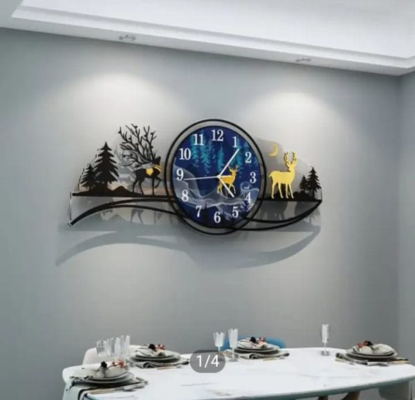 3D Wall Clock, Forest Figure Deer, Fancy Clocks For Bedroom And Drawing Room