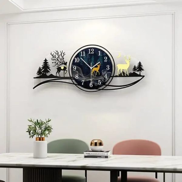 3D Wall Clock, Forest Figure Deer, Fancy Clocks For Bedroom And Drawing Room