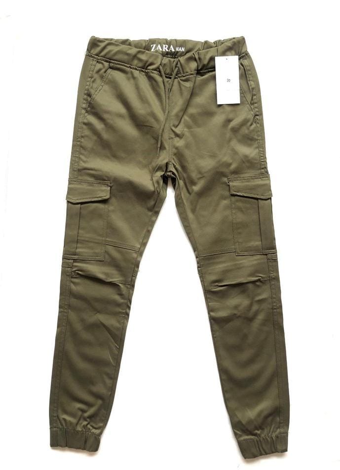 1 Pc Men Cotton Plain Cargo Pants With 6 Pockets