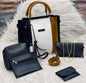 5 Pcs Women's PU Leather Plain Hand Bag Set