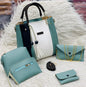 5 Pcs Women's PU Leather Plain Hand Bag Set