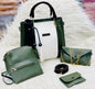 5 Pcs Women's PU Leather Plain Hand Bag Set