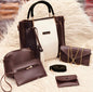 5 Pcs Women's PU Leather Plain Hand Bag Set