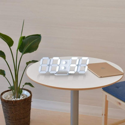 White 3D LED Digital Night Clock, Desk Alarm Clock | Home Decoration Wall Clock For Bedroom Office Living Room