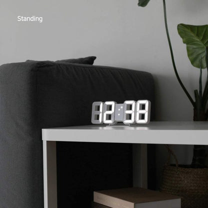 White 3D LED Digital Night Clock, Desk Alarm Clock | Home Decoration Wall Clock For Bedroom Office Living Room